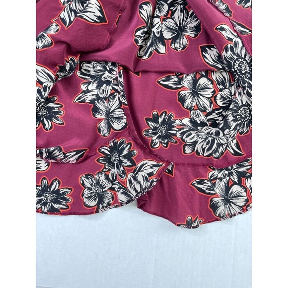 Maeve By Anthropologie Zebella Silk Floral Tank Top Size 6 Sleeveless Maroon - Picture 7 of 12